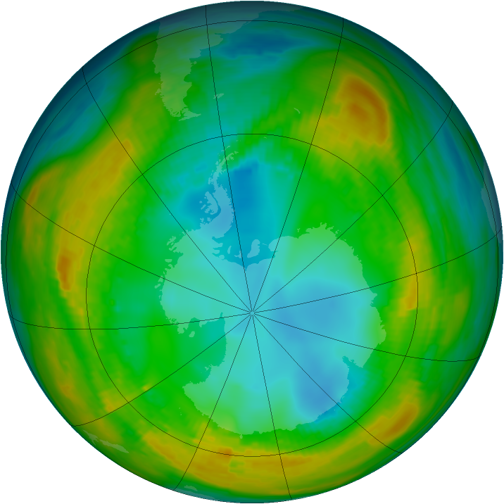 Antarctic ozone map for 03 August 1980